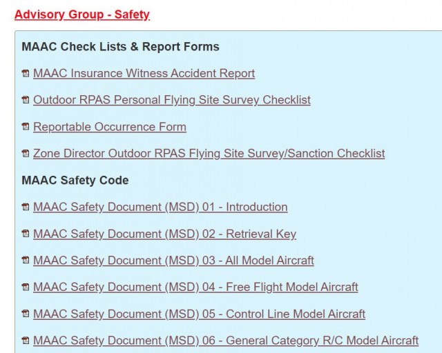Excerpt of MAAC Safety Code